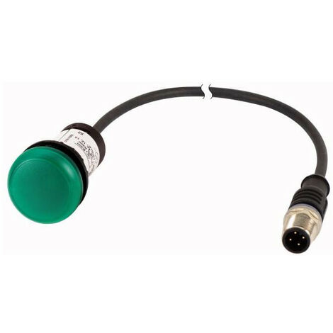 Voyant lumineux RMQ Compact vert plat 0o/0f M12A-male câble noir 0 2 m. EATON C22-L-G-24-P1