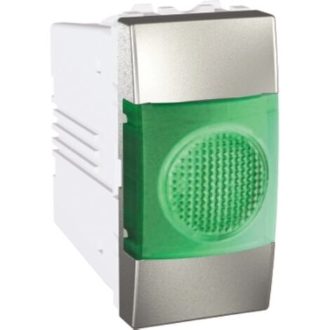 Voyant lumineux vert 220V CA aluminium 1M à encastrer (sans support ni plaque) UNICA