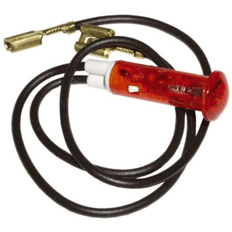 Voyant rouge Ø9 mm pour table de cuisson TEKA – Chapeau 12 mm – Fils 27,5 cm et 15 cm – Tension 300/500 V