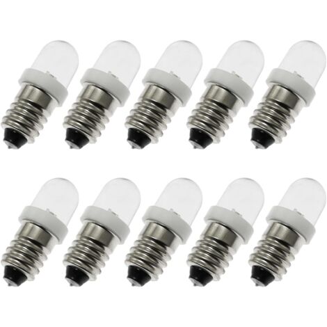 Voyants LED miniatures à visser pour circuits expérimentaux domestiques, accessoires de test électrique, E10 0,2W 12V, 10 pièces (lumière blanche).