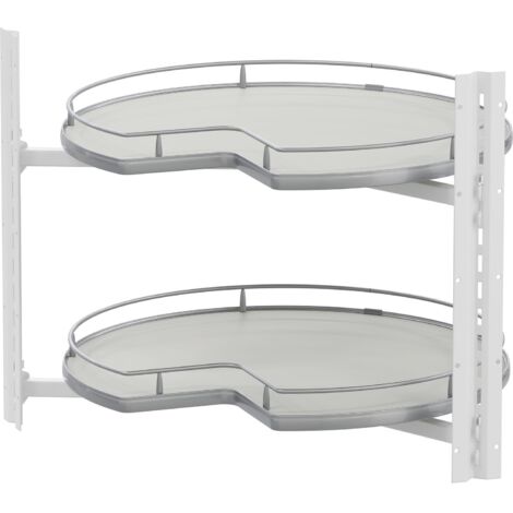 VS COR Wheel Pro Drehteller für Eckschrank Organizer - Rondell Küchenschrank drehbar 3/4-Kreis, KB 800mm, hellgrau/silber