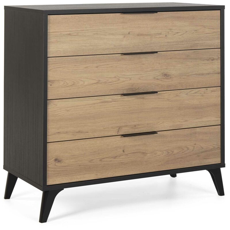 

Cómoda de Noche OSAKA 4 cajones Color Negro/Madera. 80 cm (Ancho) 40 cm (Profundo) 81 cm (Altura) - Vs Venta-stock