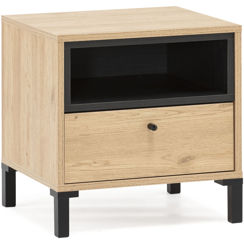

Mesita de Noche SIDNEY 1 cajón y 1 nicho. Color Madera y Negro. 45 cm (Ancho) 40 cm (Profundo) 46.5 cm (Altura) - Vs Venta-stock