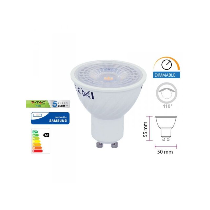 Lampada Led GU10 Dimmerabile 6W 110 Gradi 220V Bianco Caldo 3000K SKU-211981
