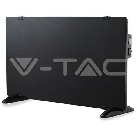 VT-2000 2000W STUFA RISCALDATORE A PANNELLO IN VETRO TEMPERATO CON RESISTENZA IN ALLUMINIO NERO IP24