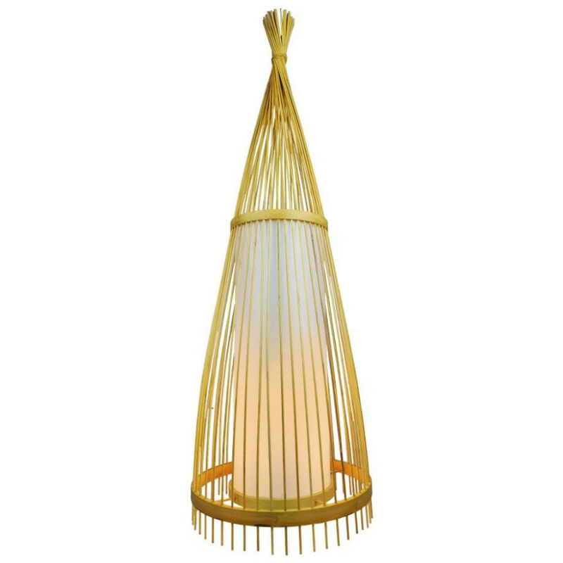 Image of Wooden Floor Lamp With Rattan Lampshade D4001500MM