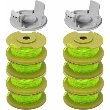 Vtizikl 10 Paquets Bobine de Rechange pour Coupe-bordure pouce pour Ryobi , Compatible Avec Ryobi One + AC14RL3A, Coupe-fil Sans Fil , 8 Bobines + 2 Capuchons de Coupe,( Jaune)