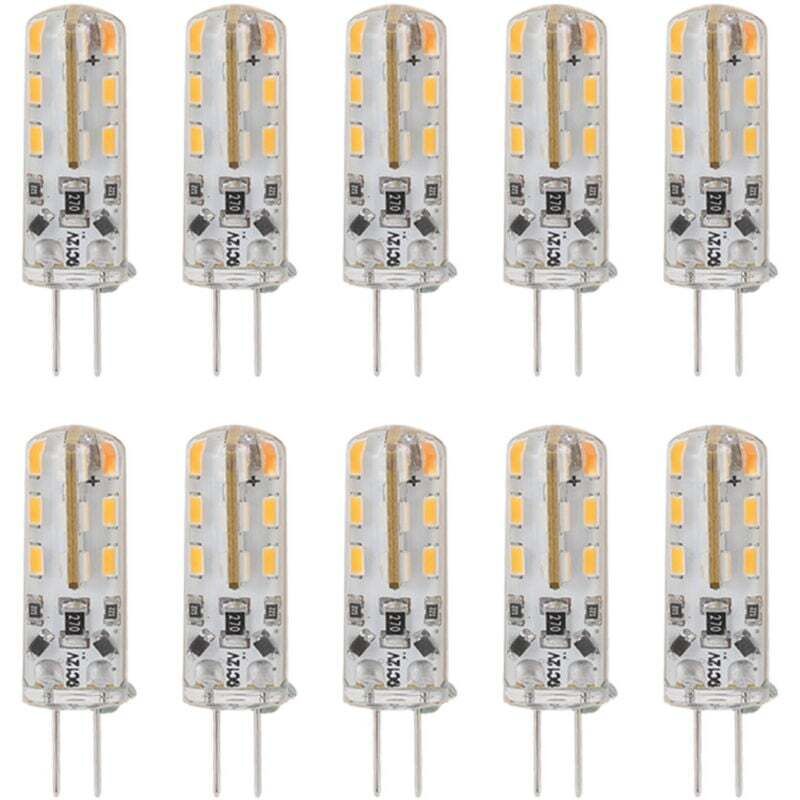 Vtizikl 10 pièces G4 LED ampoule 1.5W DC12V blanc chaud 3000K 110LM Bi broches ampoules LED pour armoire éclairage cour