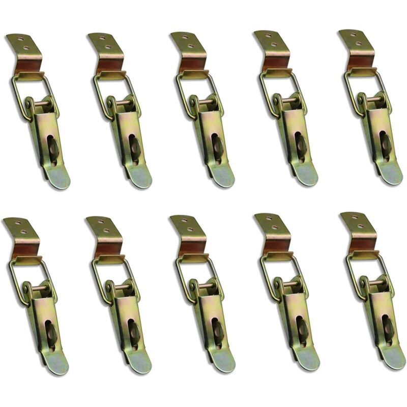 Vtizikl 10 Pièces Levier fermé et crochet, Fermeture à bascule, pour tiroir, Levier de verrouillage, boîte à outils, placard, armoire, boîte (jaune