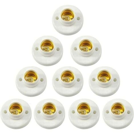 Vtizikl 10 portalámparas E27 con base de tornillo de plástico para montaje en pared, base de bombilla LED, adaptador convertidor de bombilla E27 redondo...