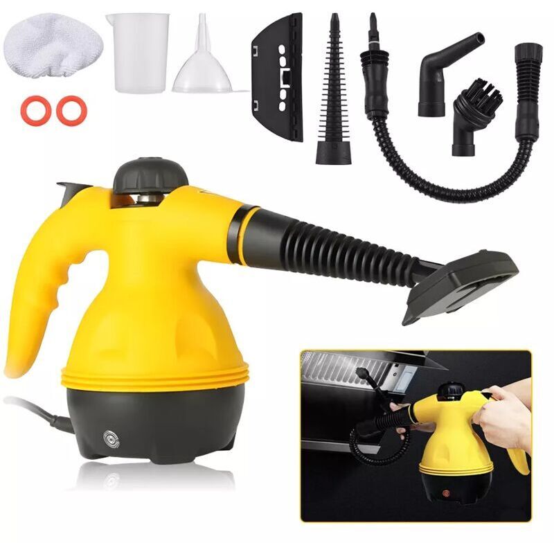 Vtizikl 1000W Nettoyeur Vapeur Portable Polyvalent,Mini Nettoyage Nettoyant,Avec 9 Accessoires Pour éliminer Les Taches de Rideau,Vitre,Tapis,Sièges