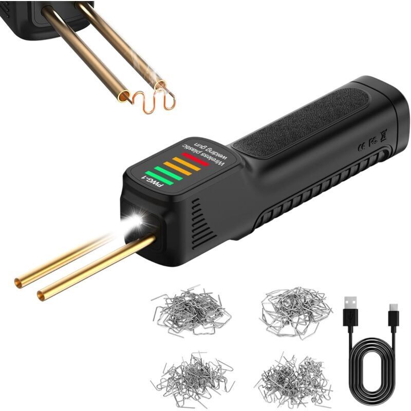 Vtizikl 100W Soudage plastique Machine, Réparation de Pistolet de Soudeur avec 200PCS agrafeuse Chaud,Kit de Réparation Pare-chocs de Voiture,Soudure