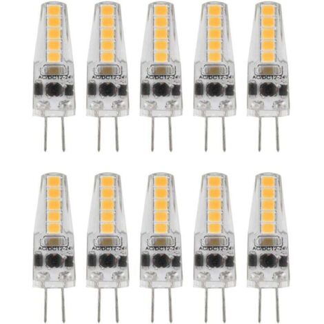 Vtizikl 10pcs Ampoules LED G4, 2W 3000K AC 12-24V Ampoules à Intensité Variable pour Lustre Plafonnier Lampe de Table Blanc Chaud