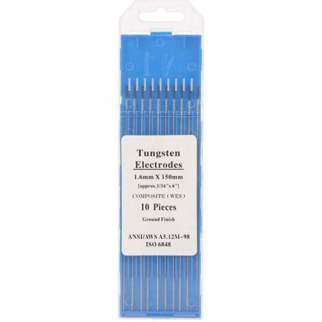 Vtizikl 10Pcs Électrode de Tungstène de Soudage, Électrode de Tungstène Composite Tête, Violet 1.6 150mm TIG Électrodes de Soudage Electrode de soudure par points