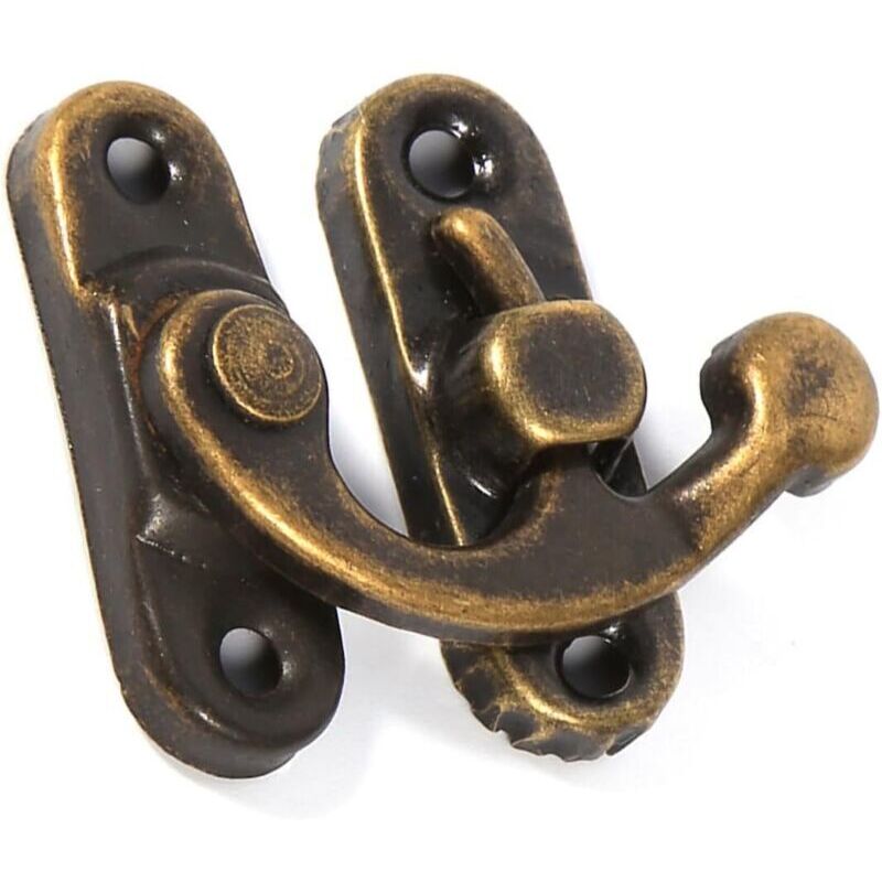 Vtizikl 12 PCs Antique Gauche Loquet Crochet Hasp Corne de Verrouillage avec loquet de Vis Sac Bricolage (left-Bronze foncé)