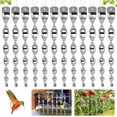 Vtizikl 12 Pcs Répulsif Oiseaux,Barre Effaroucheur Oiseaux,Effaroucheur Pigeons,Repulsif Pigeon, Anti Pigeon,360 Degrés Repulsif Oiseaux pour Balcon,Arbres Fruitiers,Potager,Maison