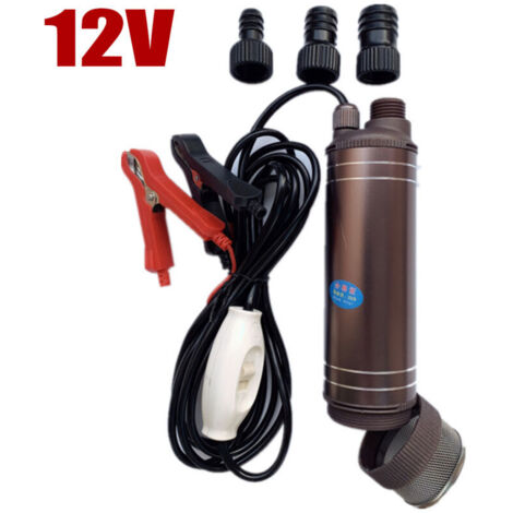 Vtizikl 12V Pompe à Huile avec Clip, Diesel, Huile de Chauffage Pompe Submersible Eau Transfert de Carburant Allume-Cigare avec Filtre Amovible pour Caravane, Bateau Marin