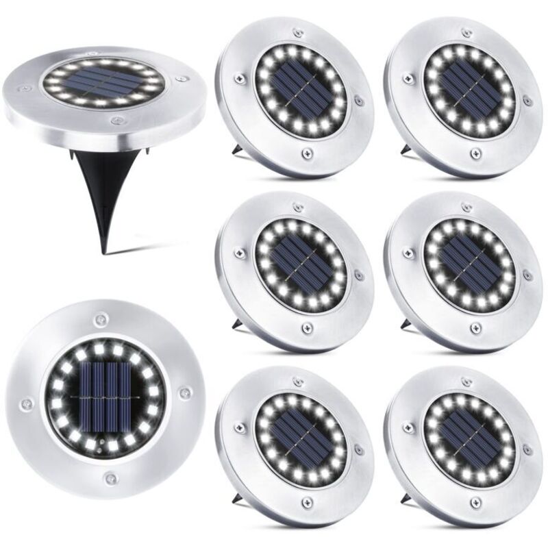 Vtizikl 16 LED Lampe Solaire Extérieur-8 Pièces Spot Solaire Jardin Etanche Lampadaire pour Passerelle Chemin Terrasse Cour Souterraine Encastrer