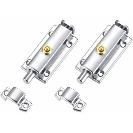 Vtizikl 2 pièces Verrou Porte en Acier Inox Loquets de Porte Loquet de Verrouillage Automatique Targette Portail Verrou de Sécurité Verrou Bouton pour Intérieur Porte Placard Fenêtre Chambre