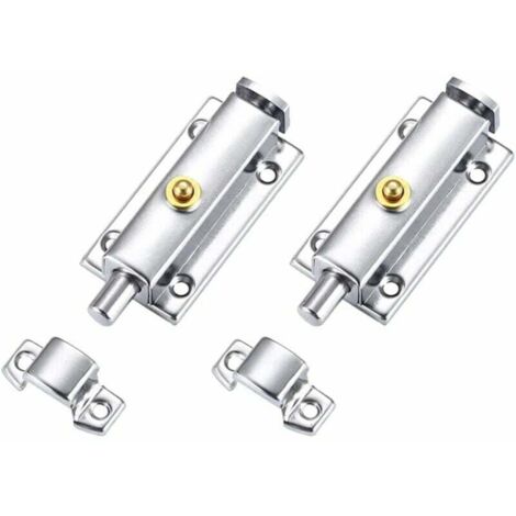 Vtizikl 2 pièces Verrou Porte en Acier Inox Loquets de Porte Loquet de Verrouillage Automatique Targette Portail Verrou de Sécurité Verrou Bouton pour Intérieur Porte Placard Fenêtre Chambre