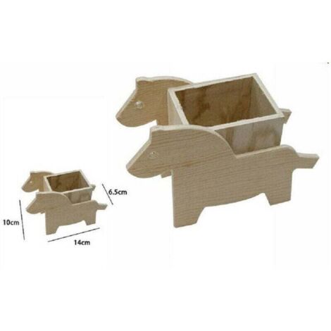 Vtizikl 2 Pz Portapenne Contenitore Penne Matite Legno Naturale Decoupage Cavalli 53480a -
