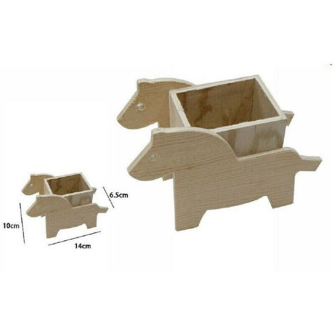 Vtizikl 2 Pz Portapenne Contenitore Penne Matite Legno Naturale Decoupage Cavalli 53480a -