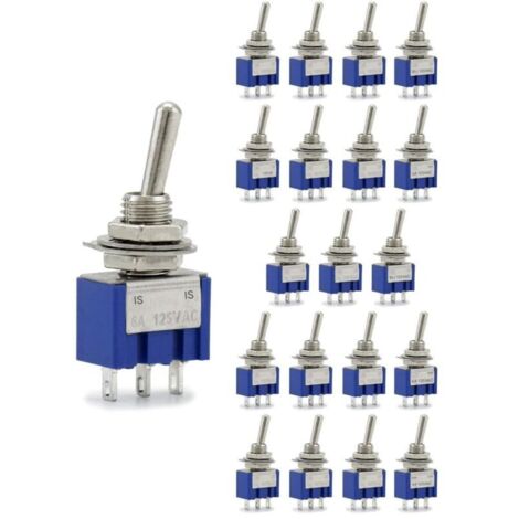 Vtizikl 20 interrupteurs à bascule - Mini interrupteur - 125 V 6 A - ON-ON - 3 broches 2 positions - Interrupteur à bascule 12 V - Convient aux voitures, camions et applications marines - MTS102