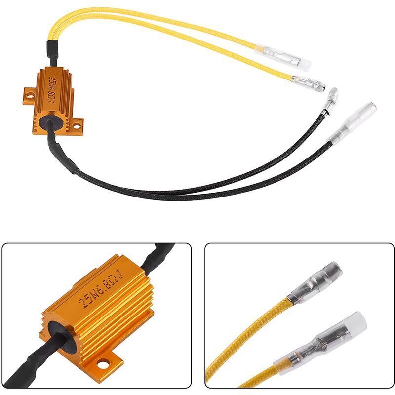 Vtizikl 25 W 6,8 ΩJ Moto LED Résistance LED Clignotant Décodeur Décodeur En Aluminium Cas Résistance Lumière Charge Résistance Erreur Fixe Flash