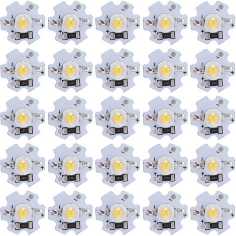 Vtizikl 25pcs 5V puces LED 200LM 3W perles de lampe LED haute puissance pour luminaires bricolagelumière naturelle 40004500K