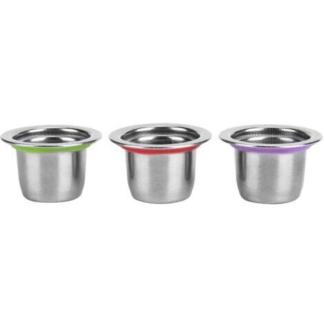 Vtizikl 3 pièces/ensemble Capsule de café dosette réutilisable filtre rechargeable en acier inoxydable 30x22x20mm adapté pour Nespresso