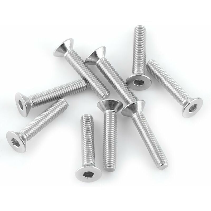 Vtizikl 300pcs Boulon Vis Tête Fraisée Hexagonale en Acier inoxydable 304 avec Boîte de Rangement M3 x 4/6/8/10/12/16mm