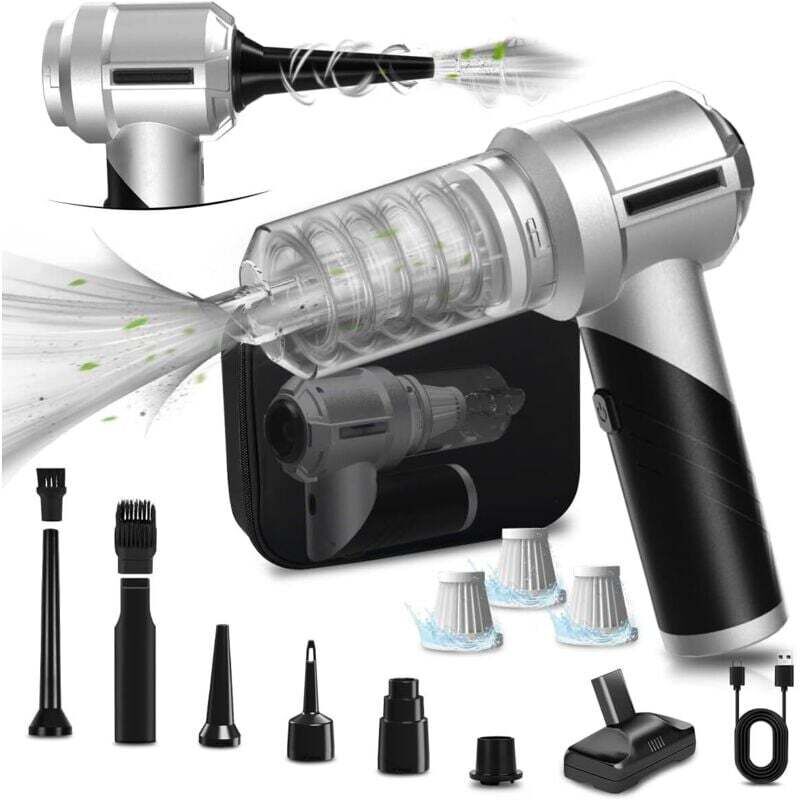 Vtizikl 4-en-1 Aspirateur Voiture Puissant sans Fil, 21KPA Mini Aspirateur a Main sans Fil avec Moteur Brushless, 3 Niveaux Réglables, Pliable, pour