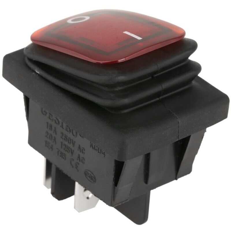 Vtizikl 4 pièces/ensemble étanche 4 broches marche-arrêt rouge vert lampe interrupteur à bascule, ON-OFF DPST 4 bornes lumière rouge Interrupteur
