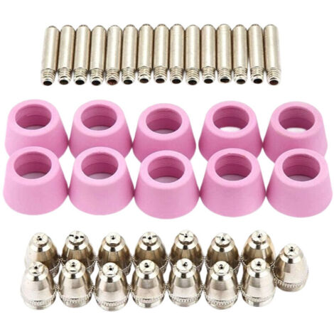 Vtizikl 40pc/Set AG60 SG55 Plasma Cutter Coupe Torche Electrode Buses Tasses Kit Plasma Cutter Accessoires Acier Mill Plasma Cutter Accessoires, pour SG55, AG-60 Torche, CUT60, LGK60, P-60