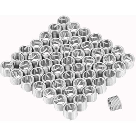 Vtizikl 50pcs Insert de Réparation de Filetage, Helicoil M8, Insert Fileté, Inserts Filetés Hélicoïdaux en Fil d'acier Inoxydable M8 X 1,25 X 1,5D de Lueur