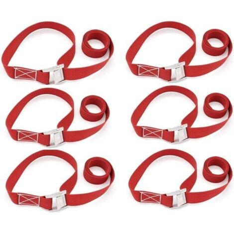 Vtizikl 6 Pièces Sangle d'Arrimage, Sangles de Fixation Réglables Cliquet, Sangle Porte Velo attelage Set de Sangles Fixes avec Sac de Transport, pour Moto, Voiture, Remorque, Bagages, Cargais（100cm，R