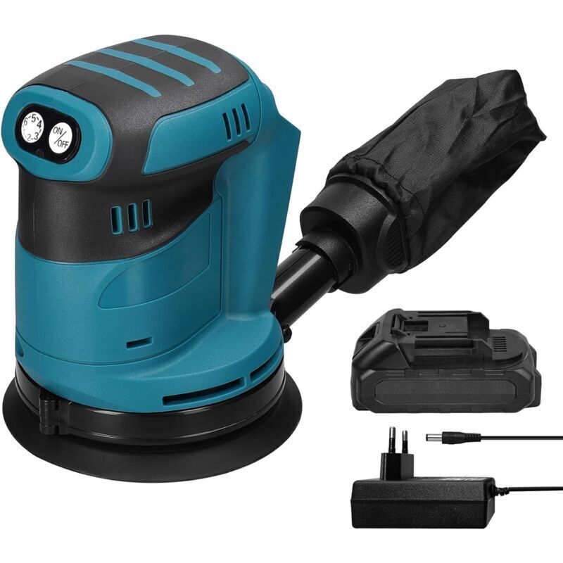 Vtizikl 90W 20V 12000r/min Ponceuse orbitale aléatoire sans fil pour batterie pour le Ponçage et le Polissage du Bois, du Meuble et Métal