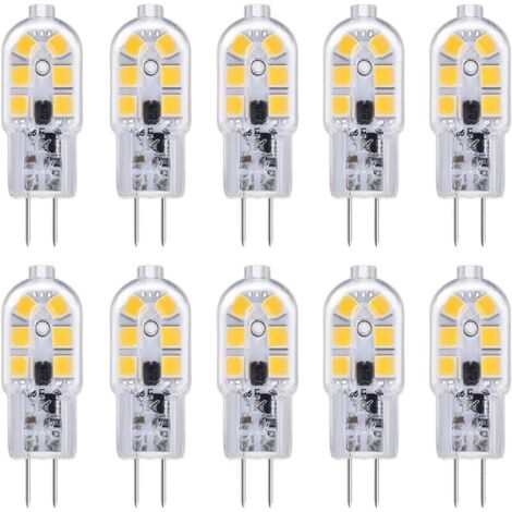 Vtizikl Ampoule G4 LED 12V 2W Blanc Froid 6000K, 200LM, Équivalent Halogène G4 Bi-pin 10W 20W, LED Lampe G4 12V AC/DC pour Camping Car/Hotte Cuisine, non-dimmable, lot de 10
