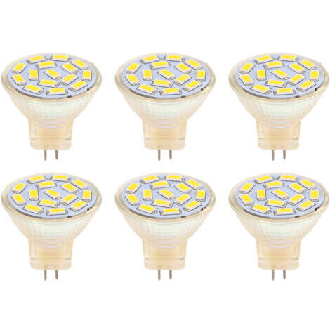 Vtizikl Ampoule LED GU4 270LM 15LED, ampoule à économie d'énergie MR11, perles de lampe sur piste 12V 3W, lumière chaude 3000K, 6 pièces
