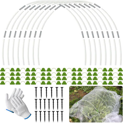 Vtizikl Arceau pour Serre Tunnel,90 Pièces Cerceau pour Serre de Jardin,Kit de Maison de Cerceau de Jardin,avec Gants,Garden Arceaux pour Serre Tunnel,pour la Protection du Givre Hivernal