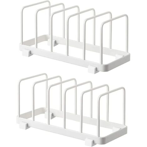 Vtizikl Assiette Organisateur, Égouttoir à Vaisselle, Supports à Assiettes, Organisateur d'Étagère à Assiettes, Rangement de Planche à Découper pour Cuisine Comptoir Placard (Blanche, 2 Pièces)