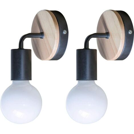 Vtizikl Attic Black Applique E27 LED Applique Murale Fer Bois Chambre d'Enfant Bar Hôtel (Sans Ampoule) [Classe énergétique A+++]
