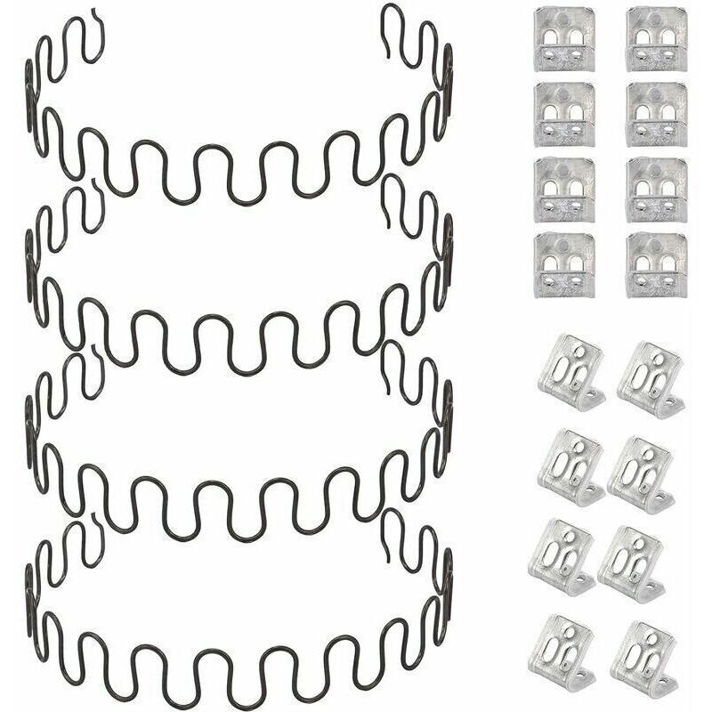 Vtizikl Ressorts de rechange pour canapé 4 pièces 50,8 cm avec 8 clips en S, 4,0 fils de diamètre Kit de réparation de ressorts de canapé pour siège