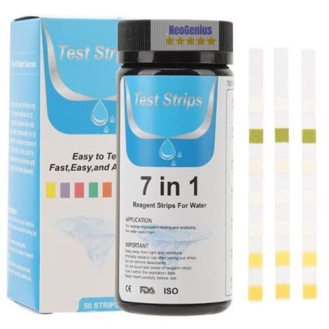 Vtizikl Bandelettes de test 7 en 1 pour aquarium, test de pH nitrite, nitrate, dureté totale, chlore libre, alcalinité, carbonate, eau salée précise, eau douce d'aquarium - Lot de 100