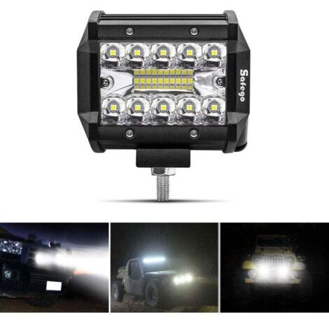 Vtizikl Barre lumineuse de travail LED  4" 60 W, faisceau LED 10 800 lm, étanche IP67, feu antibrouillard pour voiture, 4x4, camion, SUV, quad, bateau, feux de jour 12 V/24 V