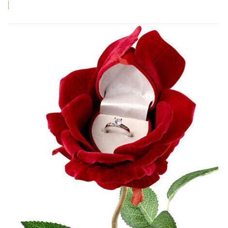 Vtizikl Boîte à bague en rose rouge 10 cm – Écrin mariage pour fiançailles – Rangement bijoux élégant – Cadeau Saint-Valentin