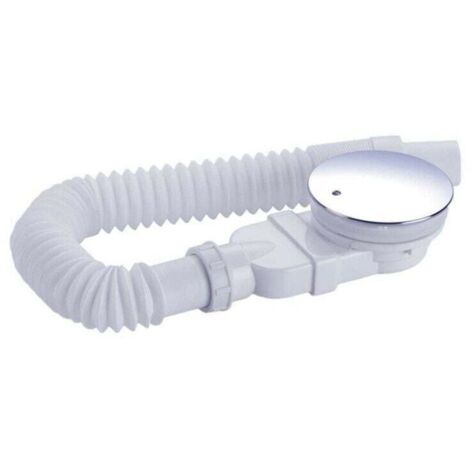 Vtizikl Bonde de douche 90 mm, extra plat, trou de vidange pour bac de douche, siphon avec système anti-odeurs, tamis à cheveux, tuyau flexible, couvercle chromé，blanc, une pièce,LAOA