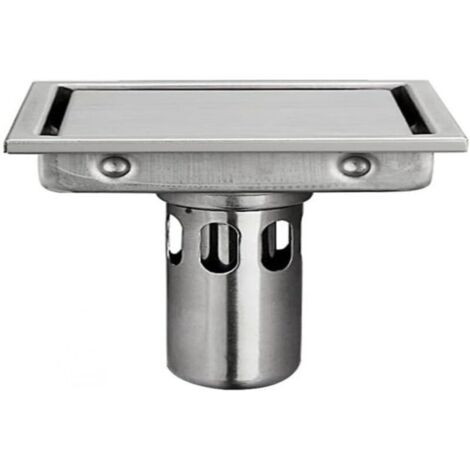 Vtizikl Bonde de douche de 11 cm avec grille carrelable, bonde de douche carrée avec filtre à cheveux, en acier inoxydable 304 brossé, pour salle de bain