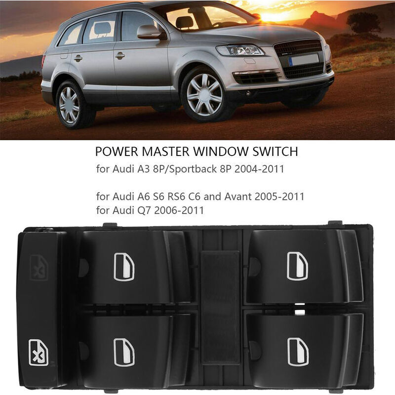 Vtizikl Bouton de commutation de commande de fenêtre principale d'alimentation électrique pour Audi A3 A6 Q7 4F0959851A A
