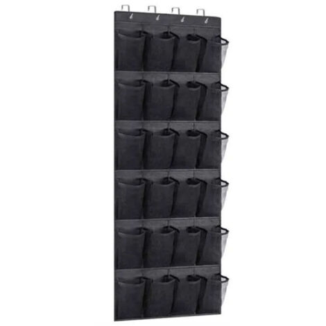 Vtizikl Ce sac de rangement suspendu à une porte est fabriqué en tissu non tissé et mesure 55 x 150 cm. Il dispose de 24 poches de 13,6 x 21 cm pour ranger vos chaussures, vêtements et jouets